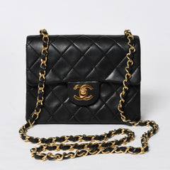 CHANEL シャネル ミニマトラッセ17 Sフラップ Sチェーンショルダーバッグ A01115 1番台 ココマーク ラムスキン ブラック ゴールド金具 美品 中古 4a009158