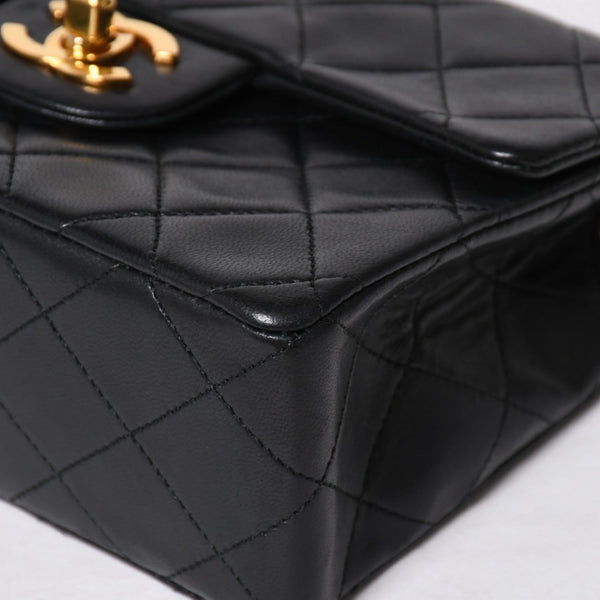 CHANEL シャネル ミニマトラッセ17 Sフラップ Sチェーンショルダーバッグ A01115 1番台 ココマーク ラムスキン ブラック ゴールド金具 美品 中古 4a009158
