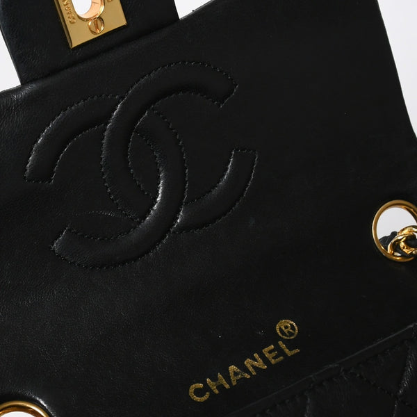 CHANEL シャネル ミニマトラッセ17 Sフラップ Sチェーンショルダーバッグ A01115 1番台 ココマーク ラムスキン ブラック ゴールド金具 美品 中古 4a009158