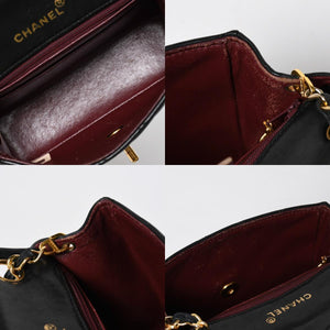 CHANEL シャネル ミニマトラッセ17 Sフラップ Sチェーンショルダーバッグ A01115 1番台 ココマーク ラムスキン ブラック ゴールド金具 美品 中古 4a009158