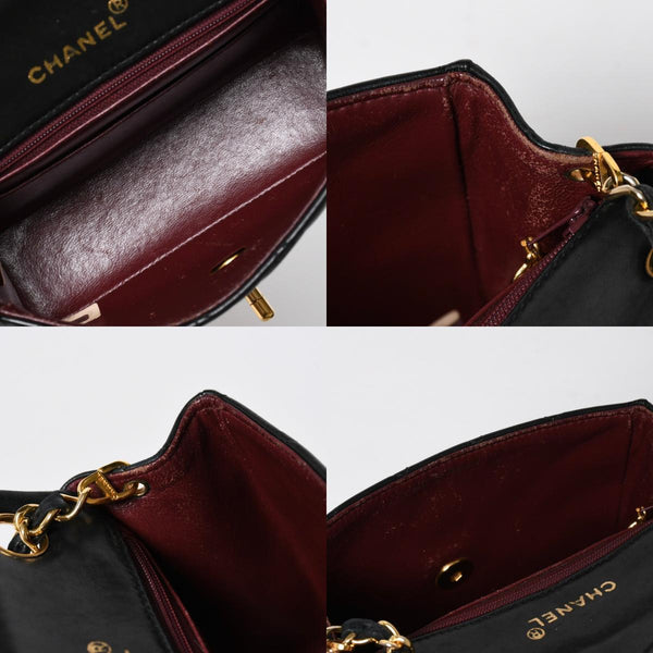 CHANEL シャネル ミニマトラッセ17 Sフラップ Sチェーンショルダーバッグ A01115 1番台 ココマーク ラムスキン ブラック ゴールド金具 美品 中古 4a009158