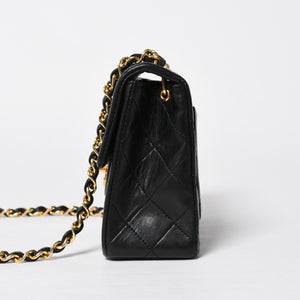 CHANEL シャネル ミニマトラッセ17 Sフラップ Sチェーンショルダーバッグ A01115 1番台 ココマーク ラムスキン ブラック ゴールド金具 美品 中古 4a009158