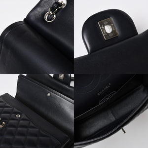 極美品 CHANEL シャネル チェーンショルダーバッグ ラムスキン マトラッセ30 Wフラップ ネイビー シルバー金具 16番台 中古 4a009161