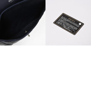 極美品 CHANEL シャネル チェーンショルダーバッグ ラムスキン マトラッセ30 Wフラップ ネイビー シルバー金具 16番台 中古 4a009161