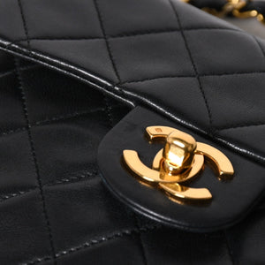 CHANEL シャネル ミニマトラッセ17 Sフラップ Sチェーンショルダーバッグ A01115 1番台 ココマーク ラムスキン ブラック ゴールド金具 美品 中古 4a009158