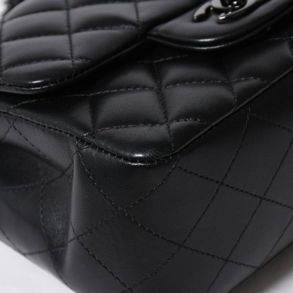 極美品 CHANEL シャネル ミニマトラッセ16 ソーブラック SフラップSチェーンショルダーバッグ ランダム番台 ココマーク ラムスキン ブラックメタル金具 中古 4a009175