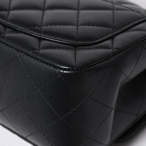 極美品 CHANEL シャネル ミニマトラッセ16 ソーブラック SフラップSチェーンショルダーバッグ ランダム番台 ココマーク ラムスキン ブラックメタル金具 中古 4a009175