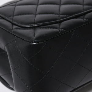 極美品 CHANEL シャネル ミニマトラッセ16 ソーブラック SフラップSチェーンショルダーバッグ ランダム番台 ココマーク ラムスキン ブラックメタル金具 中古 4a009175