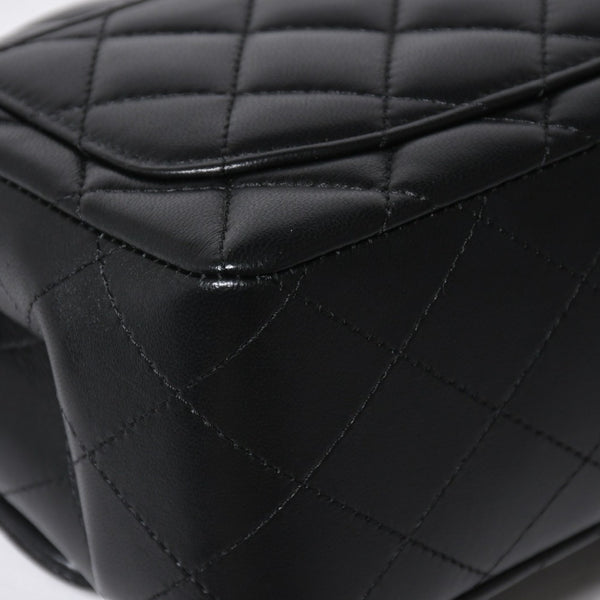 極美品 CHANEL シャネル ミニマトラッセ16 ソーブラック SフラップSチェーンショルダーバッグ ランダム番台 ココマーク ラムスキン ブラックメタル金具 中古 4a009175