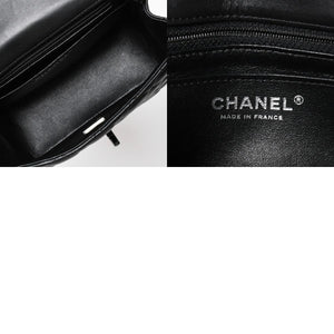 極美品 CHANEL シャネル ミニマトラッセ16 ソーブラック SフラップSチェーンショルダーバッグ ランダム番台 ココマーク ラムスキン ブラックメタル金具 中古 4a009175