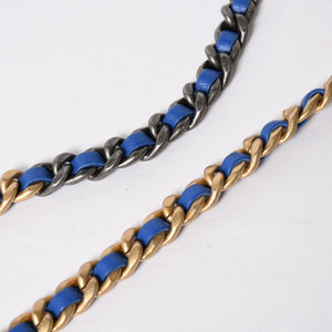 極美品 CHANEL シャネル 19 チェーンウォレット ショルダーバッグ ブルー ゴールド金具 ランダム番台 ラムスキン 中古 4a009244