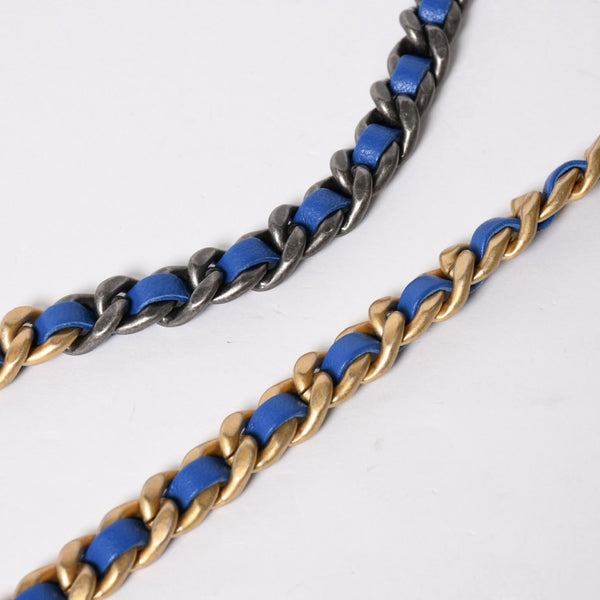 極美品 CHANEL シャネル 19 チェーンウォレット ショルダーバッグ ブルー ゴールド金具 ランダム番台 ラムスキン 中古 4a009244