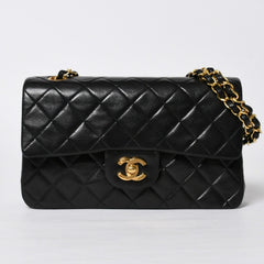 極美品 CHANEL シャネル マトラッセ23 Wフラップ Wチェーンショルダーバッグ 2番台 ココマーク ラムスキン ブラック 中古 4a009159