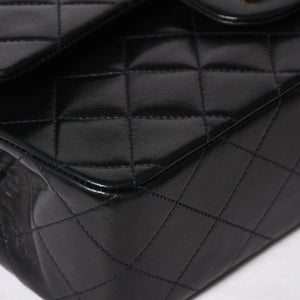 極美品 CHANEL シャネル マトラッセ23 Wフラップ Wチェーンショルダーバッグ 2番台 ココマーク ラムスキン ブラック 中古 4a009159