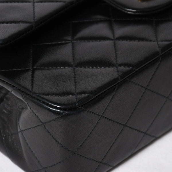 極美品 CHANEL シャネル マトラッセ23 Wフラップ Wチェーンショルダーバッグ 2番台 ココマーク ラムスキン ブラック 中古 4a009159