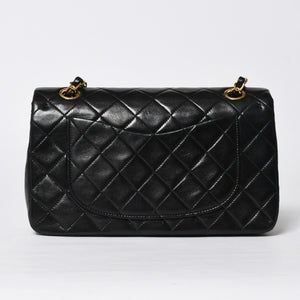 極美品 CHANEL シャネル マトラッセ23 Wフラップ Wチェーンショルダーバッグ 2番台 ココマーク ラムスキン ブラック 中古 4a009159