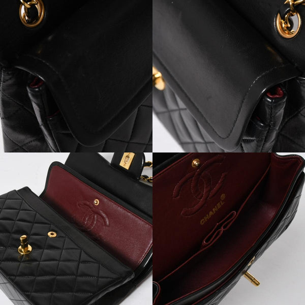 極美品 CHANEL シャネル マトラッセ23 Wフラップ Wチェーンショルダーバッグ 2番台 ココマーク ラムスキン ブラック 中古 4a009159