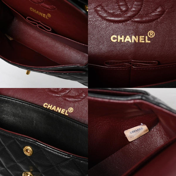 極美品 CHANEL シャネル マトラッセ23 Wフラップ Wチェーンショルダーバッグ 2番台 ココマーク ラムスキン ブラック 中古 4a009159