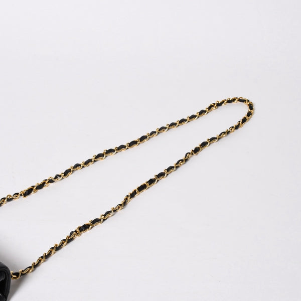 極美品 CHANEL シャネル ショルダーバッグ MINI SQUARE 17 ミニスクエア 17 チェーンショルダーバッグ ブラック ラムスキン ゴールド金具 1番台 中古 4a009157