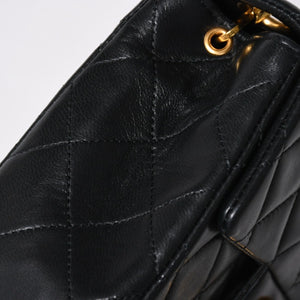 極美品 CHANEL シャネル ショルダーバッグ MINI SQUARE 17 ミニスクエア 17 チェーンショルダーバッグ ブラック ラムスキン ゴールド金具 1番台 中古 4a009157