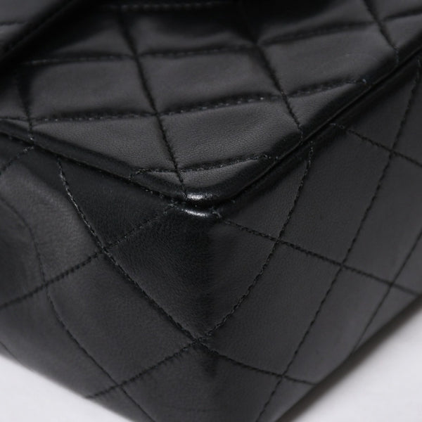 極美品 CHANEL シャネル ショルダーバッグ MINI SQUARE 17 ミニスクエア 17 チェーンショルダーバッグ ブラック ラムスキン ゴールド金具 1番台 中古 4a009157