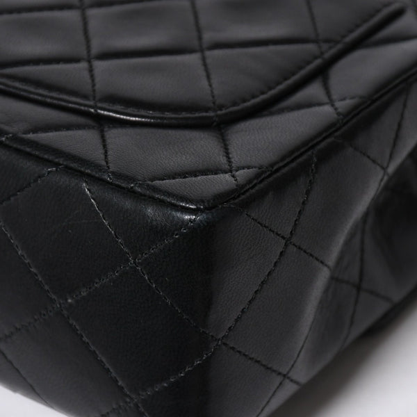 極美品 CHANEL シャネル ショルダーバッグ MINI SQUARE 17 ミニスクエア 17 チェーンショルダーバッグ ブラック ラムスキン ゴールド金具 1番台 中古 4a009157