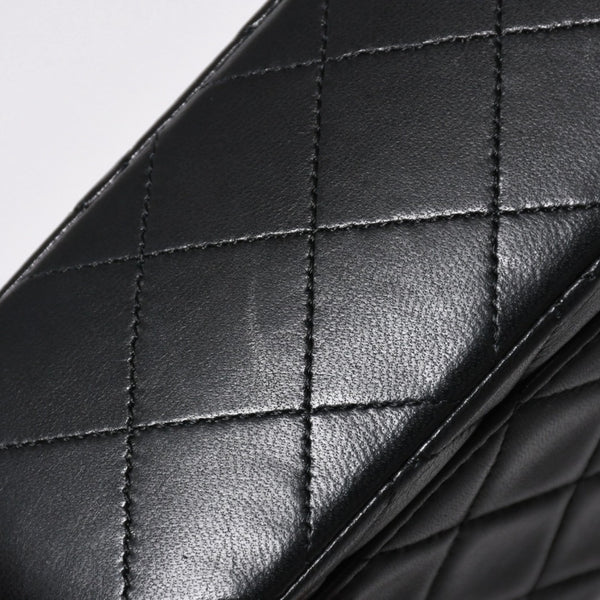 極美品 CHANEL シャネル ショルダーバッグ MINI SQUARE 17 ミニスクエア 17 チェーンショルダーバッグ ブラック ラムスキン ゴールド金具 1番台 中古 4a009157