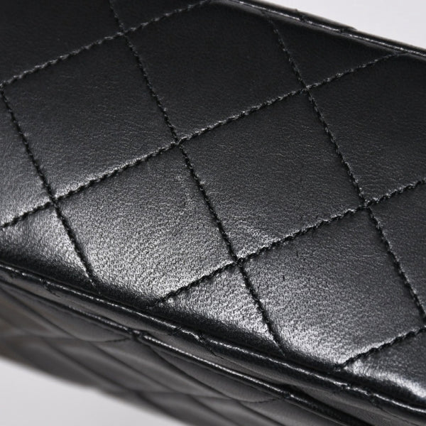 極美品 CHANEL シャネル ショルダーバッグ MINI SQUARE 17 ミニスクエア 17 チェーンショルダーバッグ ブラック ラムスキン ゴールド金具 1番台 中古 4a009157