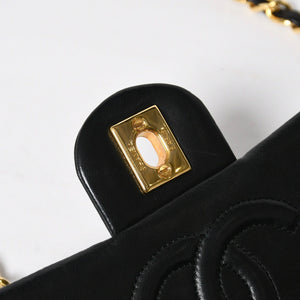 極美品 CHANEL シャネル ショルダーバッグ MINI SQUARE 17 ミニスクエア 17 チェーンショルダーバッグ ブラック ラムスキン ゴールド金具 1番台 中古 4a009157