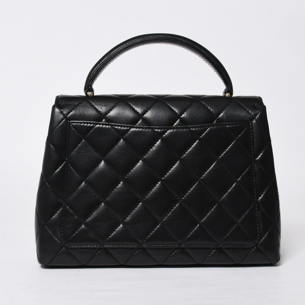 極美品 CHANEL シャネル ケリー型 ハンドバッグ トップハンドル 5番台 ラムスキン ブラック ゴールド金具 中古 4a009170