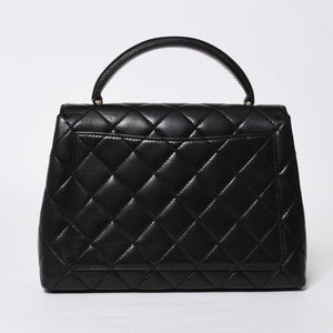極美品 CHANEL シャネル ケリー型 ハンドバッグ トップハンドル 5番台 ラムスキン ブラック ゴールド金具 中古 4a009170