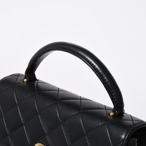 極美品 CHANEL シャネル ケリー型 ハンドバッグ トップハンドル 5番台 ラムスキン ブラック ゴールド金具 中古 4a009170