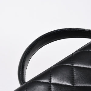 極美品 CHANEL シャネル ケリー型 ハンドバッグ トップハンドル 5番台 ラムスキン ブラック ゴールド金具 中古 4a009170