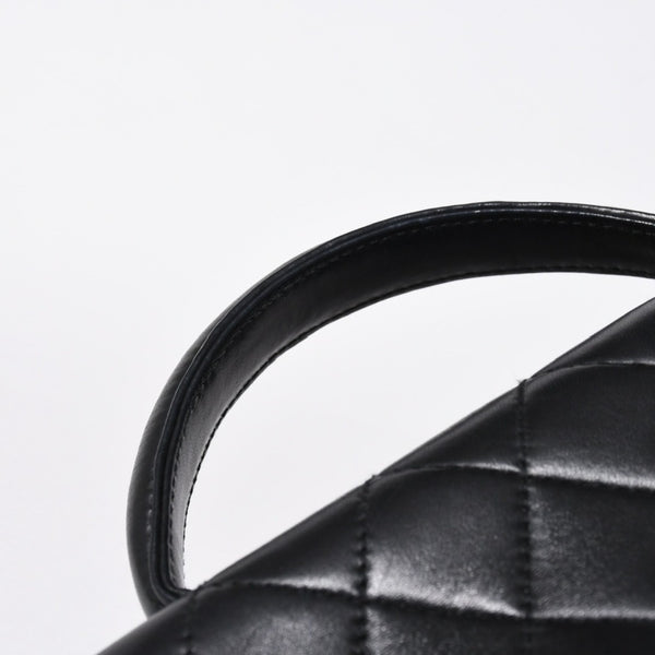 極美品 CHANEL シャネル ケリー型 ハンドバッグ トップハンドル 5番台 ラムスキン ブラック ゴールド金具 中古 4a009170