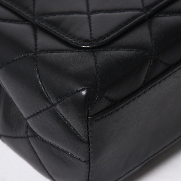 極美品 CHANEL シャネル ケリー型 ハンドバッグ トップハンドル 5番台 ラムスキン ブラック ゴールド金具 中古 4a009170