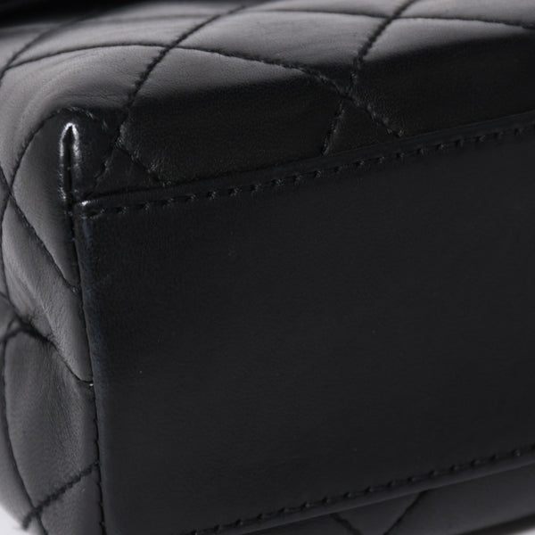 極美品 CHANEL シャネル ケリー型 ハンドバッグ トップハンドル 5番台 ラムスキン ブラック ゴールド金具 中古 4a009170