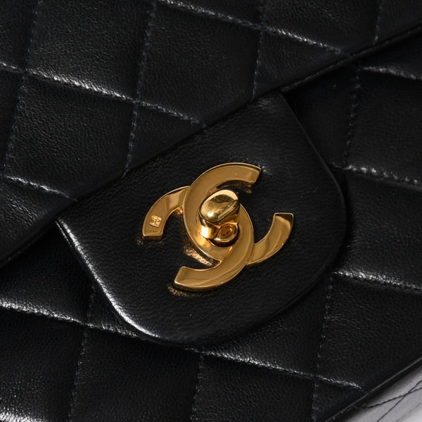 極美品 CHANEL シャネル マトラッセ23 Wフラップ Wチェーンショルダーバッグ 2番台 ココマーク ラムスキン ブラック 中古 4a009159