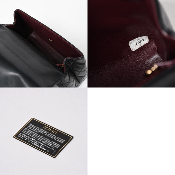 極美品 CHANEL シャネル ケリー型 ハンドバッグ トップハンドル 5番台 ラムスキン ブラック ゴールド金具 中古 4a009170