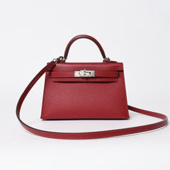 極美品 HERMES エルメス Mini Kelly2 ミニケリー2 ミニハンドバッグ ルージュアッシュ ヴォーエプソン Z刻印 シルバー金具 中古 4a009162
