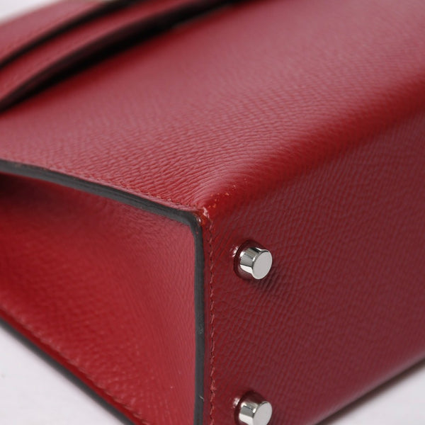 極美品 HERMES エルメス Mini Kelly2 ミニケリー2 ミニハンドバッグ ルージュアッシュ ヴォーエプソン Z刻印 シルバー金具 中古 4a009162
