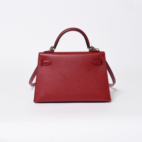 極美品 HERMES エルメス Mini Kelly2 ミニケリー2 ミニハンドバッグ ルージュアッシュ ヴォーエプソン Z刻印 シルバー金具 中古 4a009162