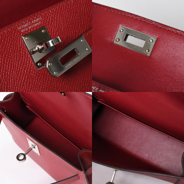 極美品 HERMES エルメス Mini Kelly2 ミニケリー2 ミニハンドバッグ ルージュアッシュ ヴォーエプソン Z刻印 シルバー金具 中古 4a009162