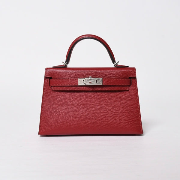 極美品 HERMES エルメス Mini Kelly2 ミニケリー2 ミニハンドバッグ ルージュアッシュ ヴォーエプソン Z刻印 シルバー金具 中古 4a009162
