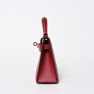 極美品 HERMES エルメス Mini Kelly2 ミニケリー2 ミニハンドバッグ ルージュアッシュ ヴォーエプソン Z刻印 シルバー金具 中古 4a009162