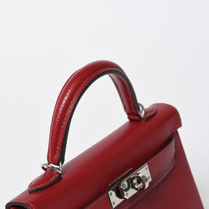 極美品 HERMES エルメス Mini Kelly2 ミニケリー2 ミニハンドバッグ ルージュアッシュ ヴォーエプソン Z刻印 シルバー金具 中古 4a009162