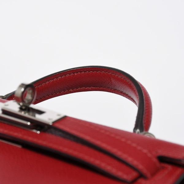 極美品 HERMES エルメス Mini Kelly2 ミニケリー2 ミニハンドバッグ ルージュアッシュ ヴォーエプソン Z刻印 シルバー金具 中古 4a009162