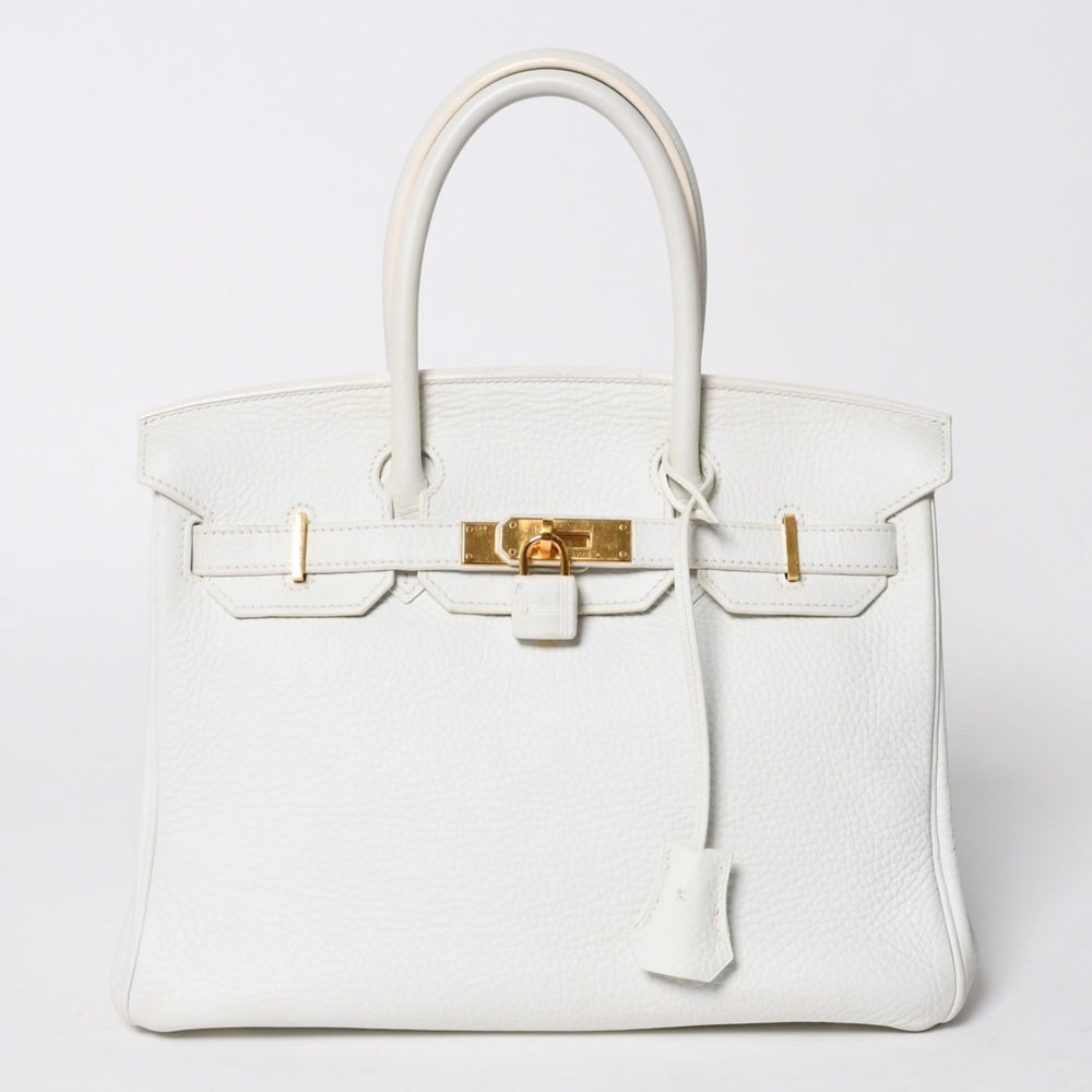 HERMES Birkin 30 handbag, white, Taurillon Clemence leather, gold hardware. ◻*O stamp, excellent condition, pre-owned, 4a009164