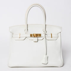HERMES エルメス BIRKIN バーキン30 ハンドバッグ ホワイト トリヨンクレマンス ゴールド金具 ◻︎O刻印 美品 中古 4a009164