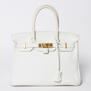 HERMES エルメス BIRKIN バーキン30 ハンドバッグ ホワイト トリヨンクレマンス ゴールド金具 ◻︎O刻印 美品 中古 4a009164