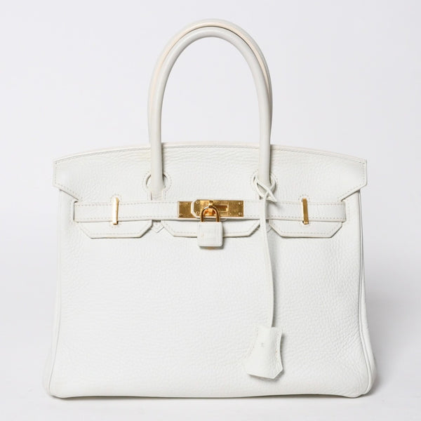 HERMES エルメス BIRKIN バーキン30 ハンドバッグ ホワイト トリヨンクレマンス ゴールド金具 ◻︎O刻印 美品 中古 4a009164